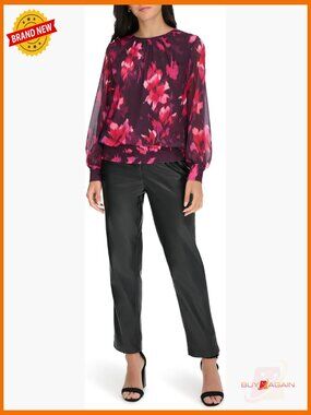 Long Sleeve Printed Blouse Regular Fit Polyester Spandex Activewear